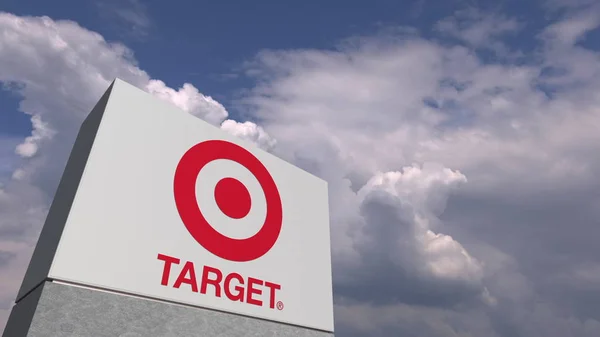 TARGET logo against sky background, editorial 3D rendering — Stock Photo, Image