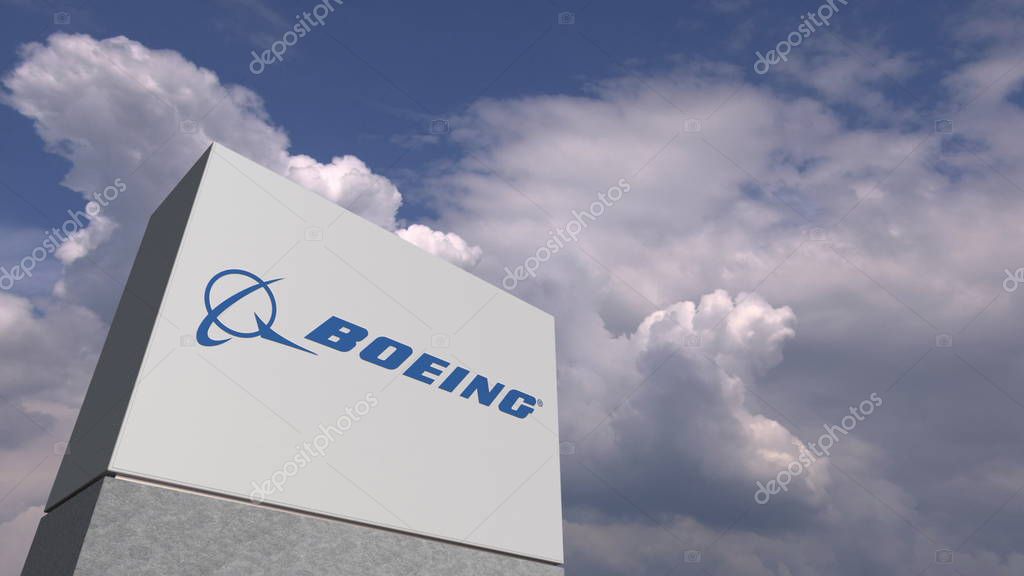 Company logo made against sky background, conceptual editorial 3D