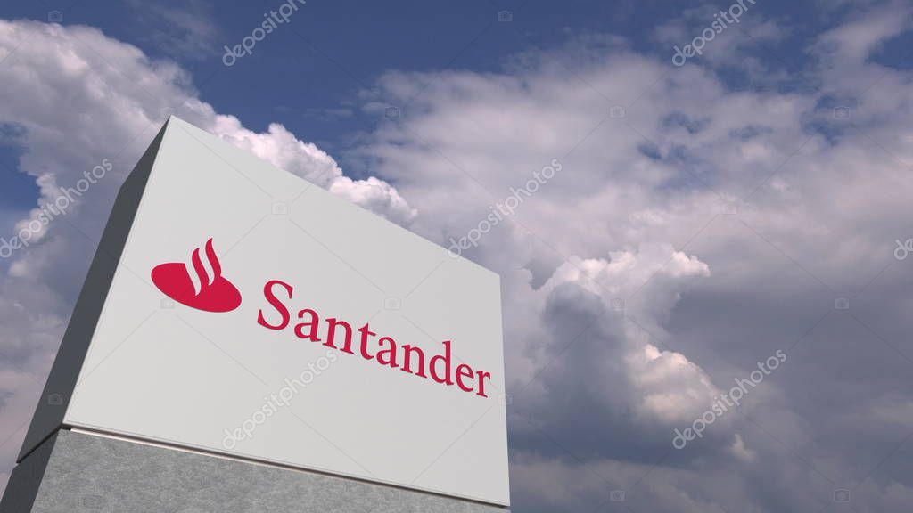 Company logo made against sky background, conceptual editorial 3D