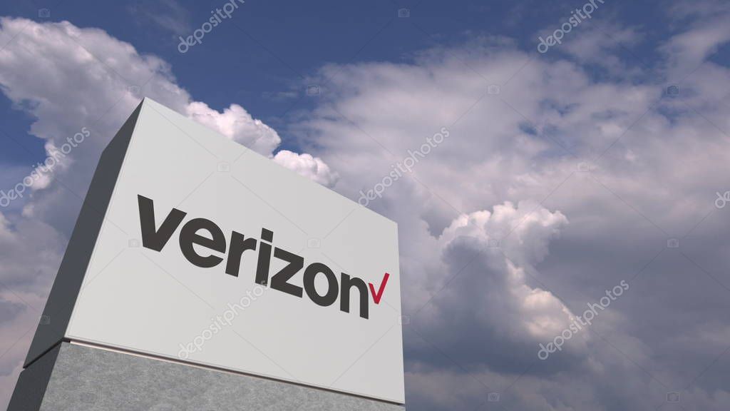 Company logo made against sky background, conceptual editorial 3D