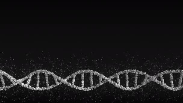 Modelo de molécula de ADN gris en movimiento, espacio en blanco para contenido personalizado. Fondo de movimiento circular — Vídeo de stock