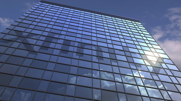하늘과 구름을 반사 하는 현대 건물에 대 한 Xfinity 로고, 에디 토 리얼 3d 렌더링 — 스톡 사진