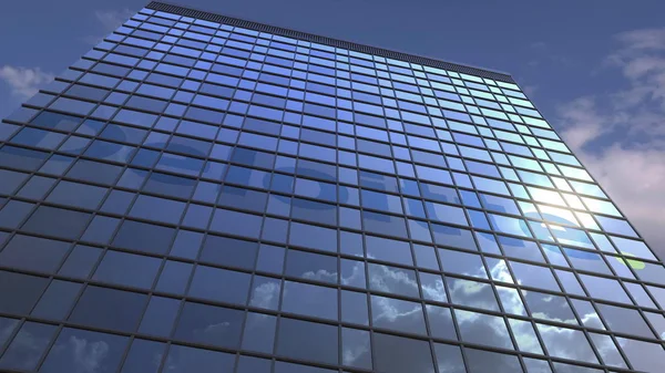 Logotipo DELOITTE contra edificio moderno que refleja cielo y nubes, representación editorial 3D —  Fotos de Stock