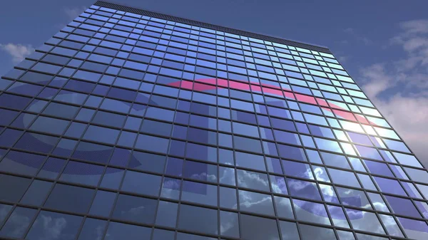 Logo CITI contra edificio moderno reflejando cielo y nubes, representación editorial 3D —  Fotos de Stock