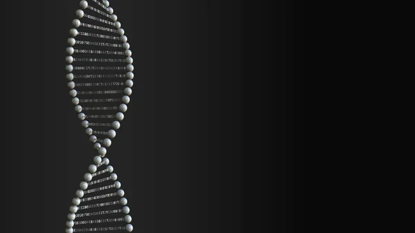 Käsitteellinen digitaalinen DNA-molekyylimalli numeroilla, 3D-renderöinti — kuvapankkivalokuva