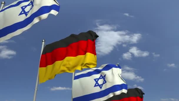 Bandiere di Israele e Germania all'incontro internazionale, animazione 3D — Video Stock