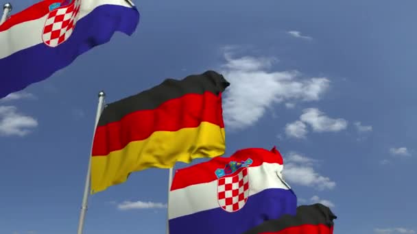 Рядок розмахуючи прапорами Хорватії та Німеччини — стокове відео