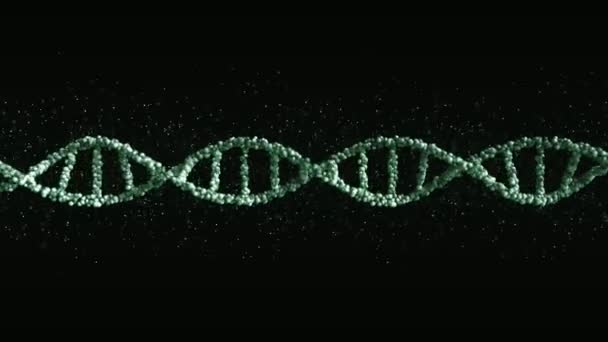 Parçacıklar ile Yeşil Dna molekülü topu modeli, dikişsiz döngü — Stok video