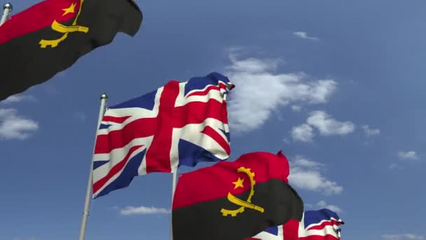 앙골라와 영국의 깃발을 흔들며, 반복 가능한 3D 애니메이션 — 비디오