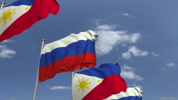 Acenando bandeiras de Filipinas e Rússia, animação 3D loopable — Vídeo de Stock