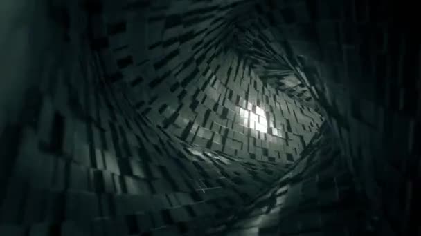 Flight through abstract square tunnel made of bricks. Loopable 3D animation — Stock Video