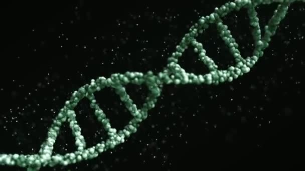 Модель молекулы зеленой ДНК. Loopable 3D animation — стоковое видео