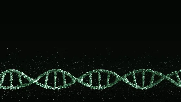 緑色のDNA分子モデル、テキストまたはグラフィックス用の空白。3D レンダリング — ストック写真