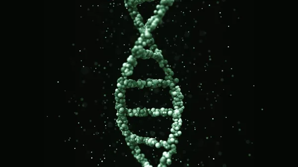 Modelo de molécula de DNA verde, renderização 3D — Fotografia de Stock