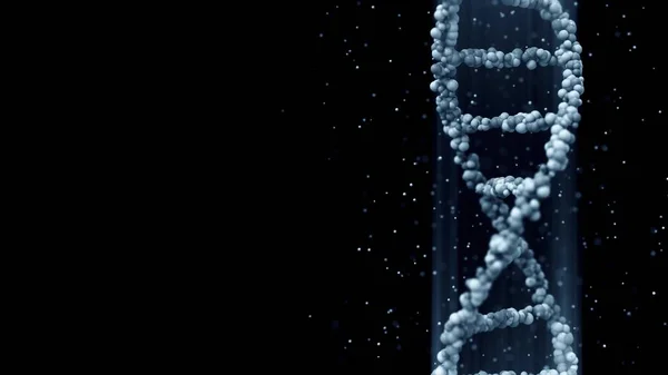 Model cząsteczki niebieskiego DNA, renderowanie 3D — Zdjęcie stockowe