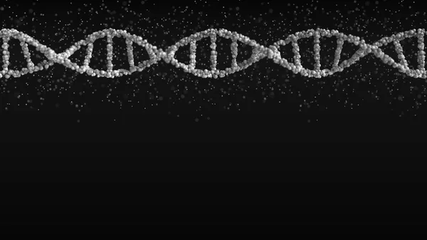Gray DNA molecule model, blank space for text or graphics. 3D rendering — Stock Photo, Image