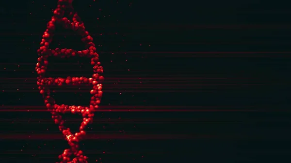 Model cząsteczki czerwonego DNA, renderowanie 3D — Zdjęcie stockowe
