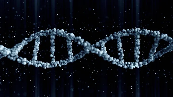 Модель синьої молекули ДНК, порожній простір для нетипового вмісту. 3D візуалізація — стокове фото