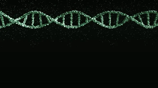 녹색 DNA 분자 모델, 사용자 정의 콘텐츠에 대한 빈 공간. 3D 렌더링 — 스톡 사진