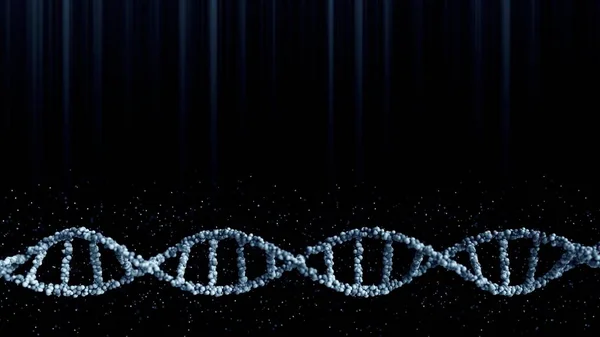 粒子を含む青いDNA分子、3Dレンダリング — ストック写真