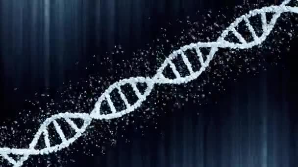 Molécula de DNA azul e partículas, loop sem costura — Vídeo de Stock