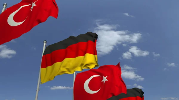 Waving flags of Turkey and Germany, 3D rendering — Stok Foto