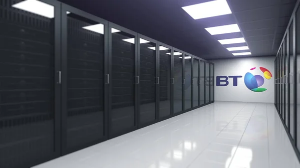 BT GROUP-Logo im Serverraum, redaktionelles 3D-Rendering — Stockfoto