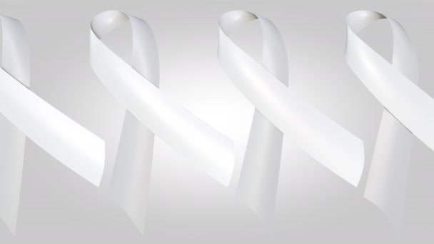 Багато білих стрічок, знак, щоб покласти край насильству чоловіків проти жінок і дівчат. Тло руху, яке можна пересувати — стокове відео