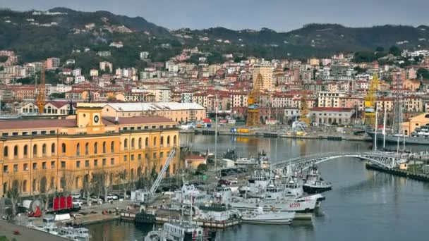 The city of La Spezia harbor and the naval base, Italy — Stock Video
