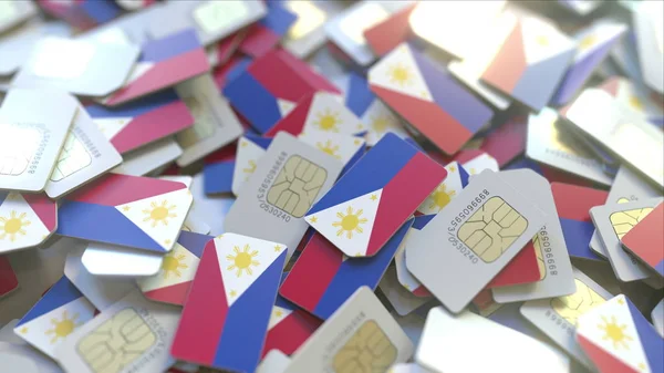 SIM karty s Filipínami. Filipínský buněčný síť související s 3D vykreslováním — Stock fotografie
