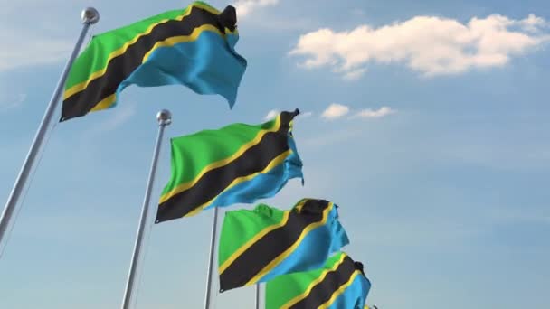 Banderas nacionales de Tanzania. Animación 3D Loopable — Vídeo de stock