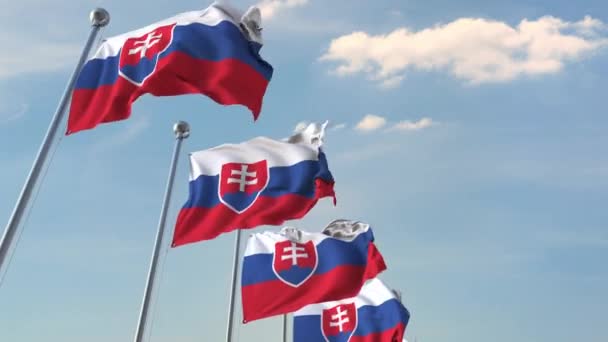 Muitas bandeiras acenando da Eslováquia. Loopable animação 3D — Vídeo de Stock