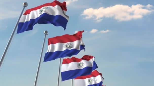 Flagi narodowe Paragwaju. Zapalna animacja 3D — Wideo stockowe