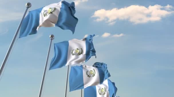 Row of waving flags of Guatemala. Loopable 3D animation — Stock Video