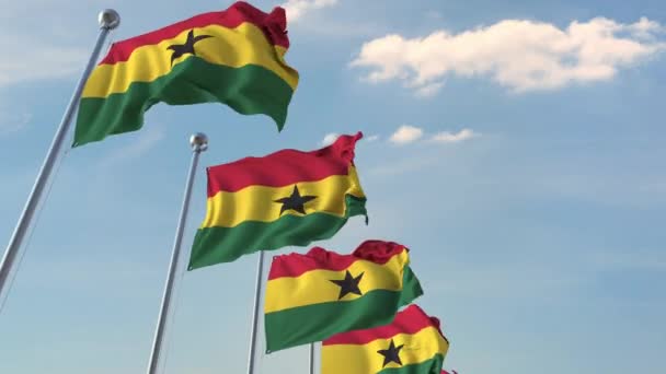 Banderas nacionales de Ghana. Animación 3D Loopable — Vídeo de stock