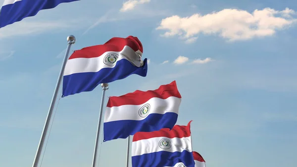 Флаги Парагвая. 3D рендеринг — стоковое фото