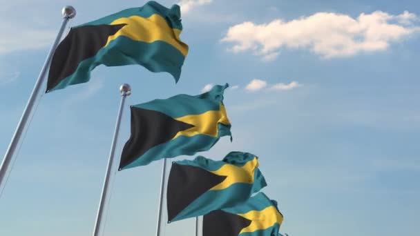 Flying flags of Bahamas. Loopable 3D animation — Stock Video