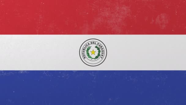 Rozbití zeď s malovanou vlajkou Paraguaye. Paraguayský krizový konceptuální 3D animace — Stock video