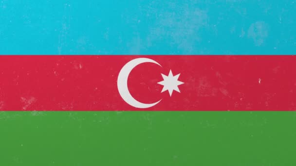 Разбивание бетонной стены флагом Азербайджана. Концептуальная 3D анимация азербайджанского кризиса — стоковое видео
