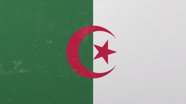 Mur de rupture avec drapeau peint de l'Algérie. Crise algérienne animation 3D conceptuelle — Video