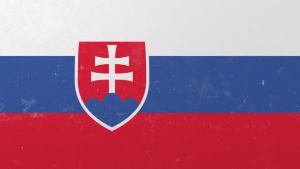 Розбиваючи стіну з намальованими прапором Словаччини. Словацька криза концептуальна 3D анімація — стокове відео