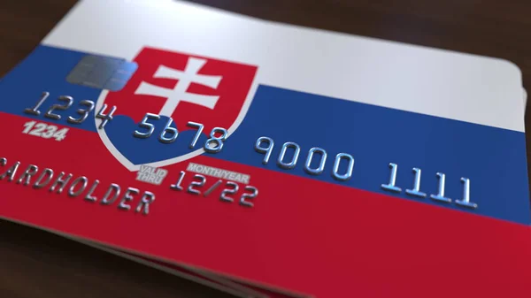 Пластиковая карта с флагом Словакии. Словацкая национальная банковская система — стоковое фото