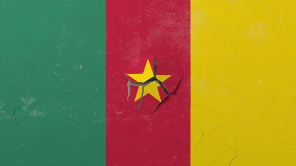 Trituración de muro de hormigón con bandera de Camerún. Crisis camerunesa renderizado 3D conceptual — Foto de Stock