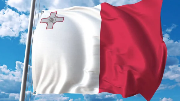 Flagge Maltas am Himmel. 3D-Darstellung — Stockfoto