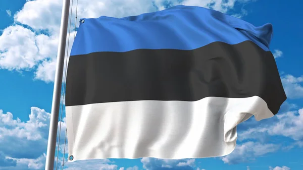 Észtország integetett az égbolt hátterére. 3D-leképezés — Stock Fotó