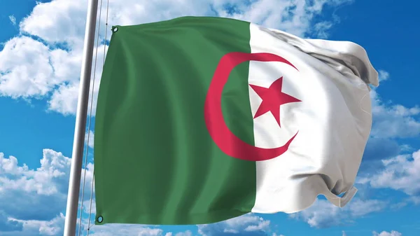 National flag of Algeria on sky background. 3D rendering — Stock Photo, Image