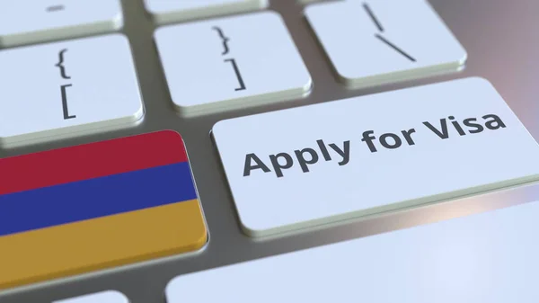 Použít pro vízový text a vlajku Arménie na tlačítkách počítačové klávesnice. Konceptuální prostorové vykreslování — Stock fotografie