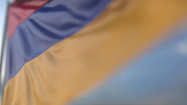 Розмахуючи прапором Вірменії, неглибокий фокус крупним планом. Реалістичний 3D-рендерінг — стокове фото