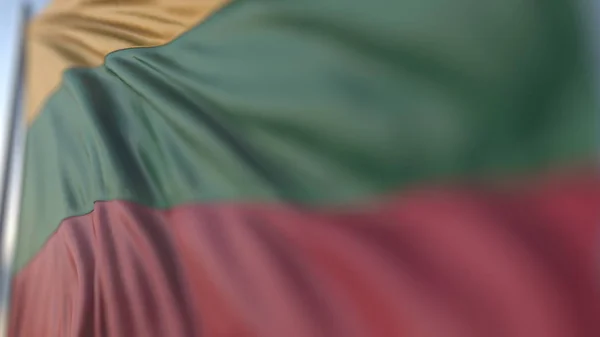 Integetett zászló Litvánia, sekély fókusz közelről. Valósághű 3D-leképezés — Stock Fotó