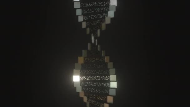 Koncepcyjny model molekuł DNA wykonany z metalu. Zapalna animacja 3D — Wideo stockowe